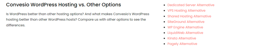 best hosting for wordpress convesio vs others